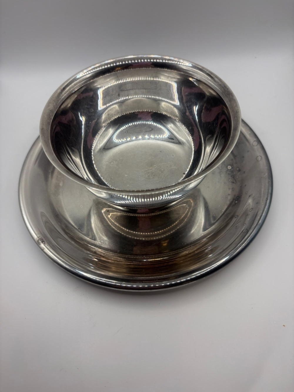 Vintage Lunt Polished Silver Plated Gravy Bowl